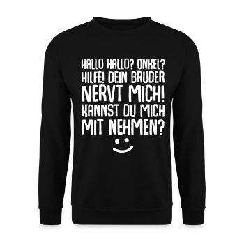 Onkel Nichte Neffe - Unisex Pullover - Schwarz - Vorne - Alina (178cm) & Michal (187cm)