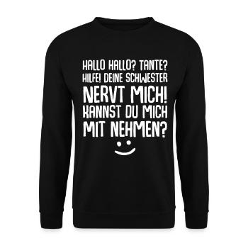 Tante Nichte Neffe - Unisex Pullover - Schwarz - Vorne - Alina (178cm) & Michal (187cm)