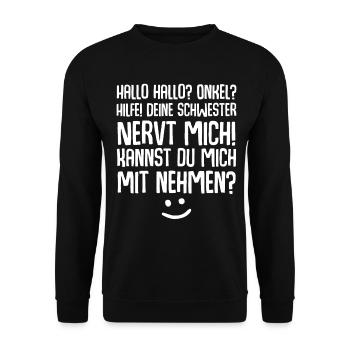 Onkel Nichte Neffe - Unisex Pullover - Schwarz - Vorne - Alina (178cm) & Michal (187cm)