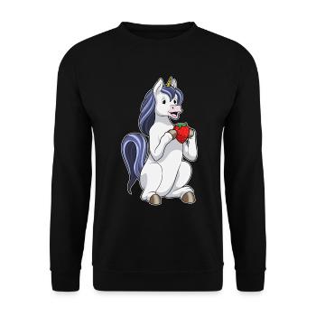 Licorne Fraise - Sweat-shirt Unisexe - noir - Devant - Alina (178cm) & Michal (187cm)