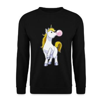 Einhorn Kaugummi - Unisex Pullover - Schwarz - Vorne - Alina (178cm) & Michal (187cm)