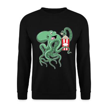 Octopus Popcorn - Unisex Sweatshirt - black - Front - Alina (178cm) & Michal (187cm)