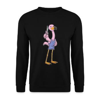 Ciseaux de coiffure Flamant Rose - Sweat-shirt Unisexe - noir - Devant - Alina (178cm) & Michal (187cm)