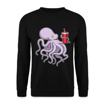 Octopus Mug to go - Unisex Sweatshirt - black - Front - Alina (178cm) & Michal (187cm)