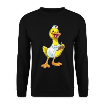 Duck Nurse Heart - Unisex Sweatshirt - black - Front - Alina (178cm) & Michal (187cm)