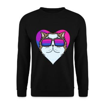 Bisexual Persian Cat Cat - Cat with Glasses - Unisex Sweatshirt - black - Front - Alina (178cm) & Michal (187cm)