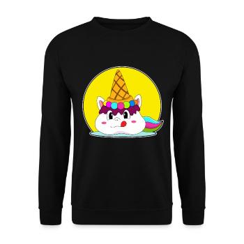 Einhorn Waffeleis - Unisex Pullover - Schwarz - Vorne - Alina (178cm) & Michal (187cm)