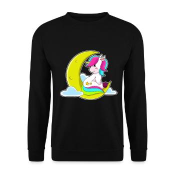 Einhorn Mond  - Unisex Pullover - Schwarz - Vorne - Alina (178cm) & Michal (187cm)