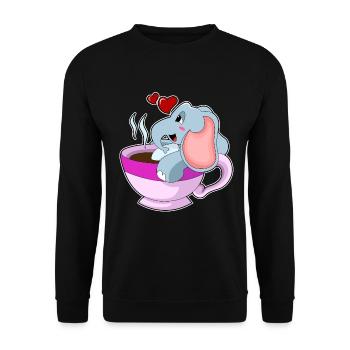 Elefant Kaffee Tasse - Unisex Pullover - Schwarz - Vorne - Alina (178cm) & Michal (187cm)