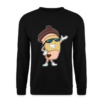 Coffee to go Becher - Unisex Pullover - Schwarz - Vorne - Alina (178cm) & Michal (187cm)