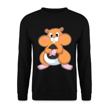 Hamster with walnut - Unisex Sweatshirt - black - Front - Alina (178cm) & Michal (187cm)