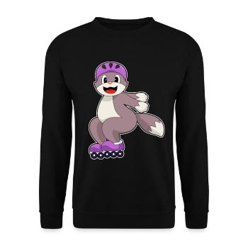 Cat Roller Skating Roller Skates - Unisex Sweatshirt - black - Front - Alina (178cm) & Michal (187cm)