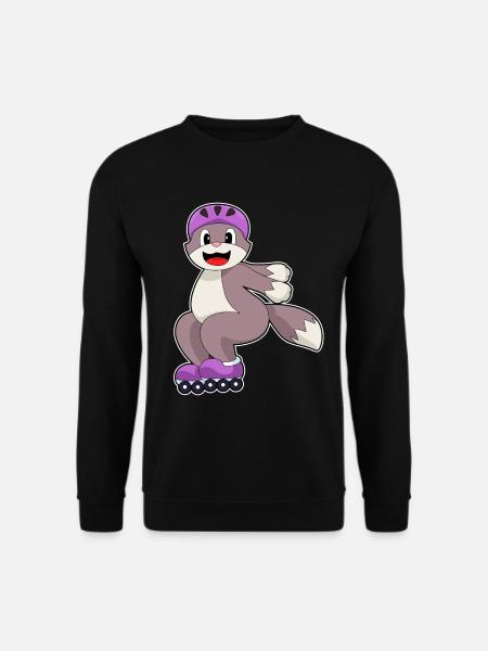 Cat Roller Skating Roller Skates - Unisex Sweatshirt - black