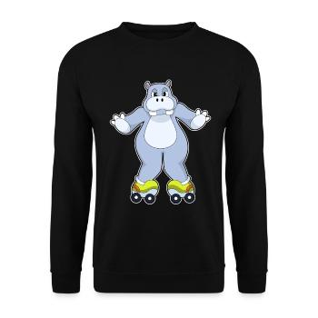 Nilpferd Rollschuhfahren Rollschuhe - Unisex Pullover - Schwarz - Vorne - Alina (178cm) & Michal (187cm)