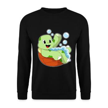 Turtle Bathing Bathtub - Unisex Sweatshirt - black - Front - Alina (178cm) & Michal (187cm)