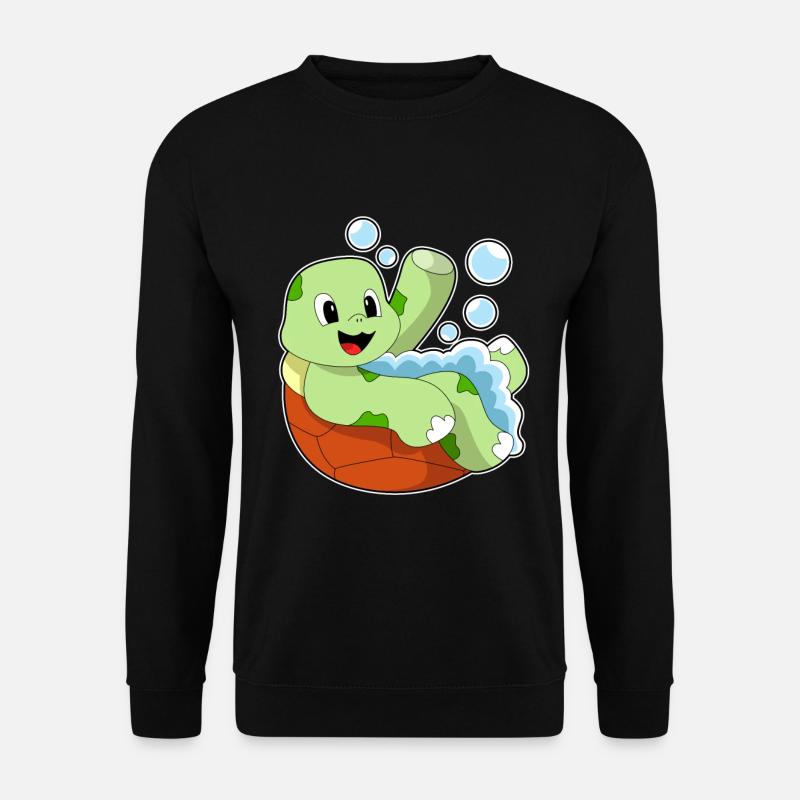 Schildkröte beim Baden mit Schaum - Unisex Pullover - Schwarz