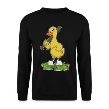 Ente Baseball Baseballschläger - Unisex Pullover - Schwarz - Vorne - Alina (178cm) & Michal (187cm)