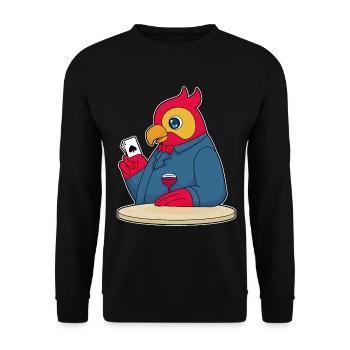 Papagei Poker Pokerkarten - Unisex Pullover - Schwarz - Vorne - Alina (178cm) & Michal (187cm)