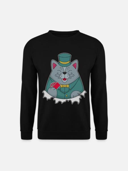 Katze Poker Pokerkarten - Unisex Pullover - Schwarz