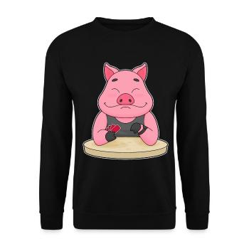 Schwein Poker Pokerkarten - Unisex Pullover - Schwarz - Vorne - Alina (178cm) & Michal (187cm)