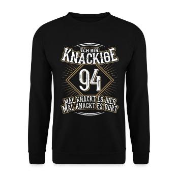 94. Geburtstag Lustig Geschenk - Unisex Pullover - Schwarz - Vorne - Alina (178cm) & Michal (187cm)