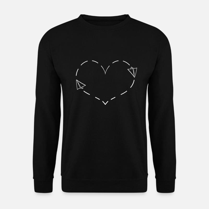 Flugzeuge Flugzeug Herz Liebe Urlaub Pilot - Unisex Pullover - Schwarz