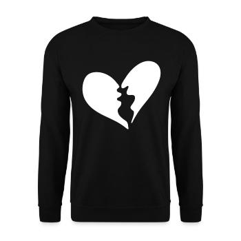 Gebrochenes Herz - Unisex Pullover - Schwarz - Vorne - Alina (178cm) & Michal (187cm)