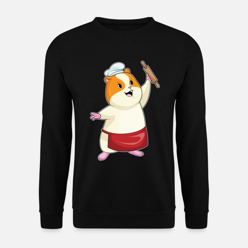 Hamster als Bäcker mit Nudelholz - Unisex Pullover - Schwarz