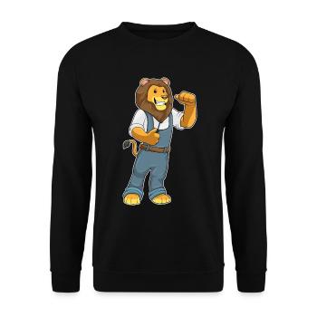 Lion Mechanic Screwdriver Workshop - Unisex Sweatshirt - black - Front - Alina (178cm) & Michal (187cm)
