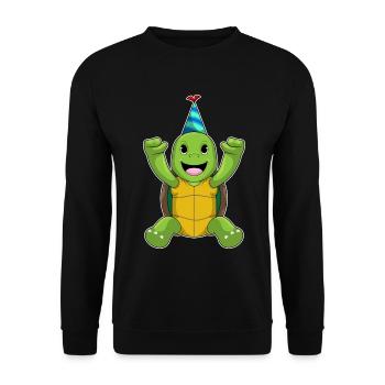 Schildkröte Geburtstag Partyhut - Unisex Pullover - Schwarz - Vorne - Alina (178cm) & Michal (187cm)