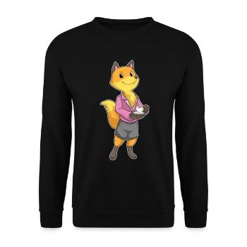 Fuchs Sekretärin Kaffee Büro - Unisex Pullover - Schwarz - Vorne - Alina (178cm) & Michal (187cm)