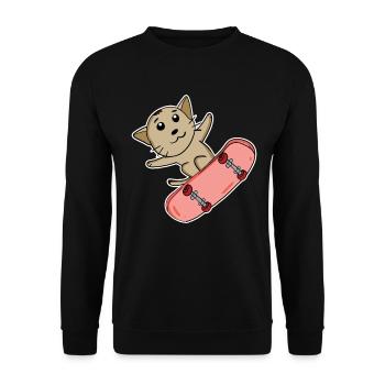 Cat Abyssinian cat as skater with skateboard - Unisex Sweatshirt - black - Front - Alina (178cm) & Michal (187cm)