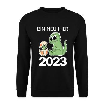 Baby Geburt 2023 Schwanger Geschenk - Unisex Pullover - Schwarz - Vorne - Alina (178cm) & Michal (187cm)