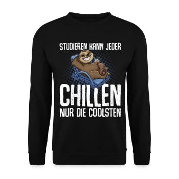 Studieren Kann Jeder Chillen Nur Die Coolsten - Unisex Pullover - Schwarz - Vorne - Alina (178cm) & Michal (187cm)