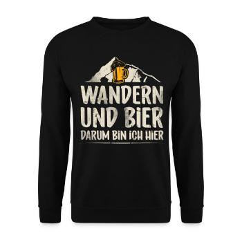 Wandern Und Bier Darum Bin Ich Hier - Unisex Pullover - Schwarz - Vorne - Alina (178cm) & Michal (187cm)