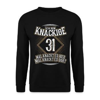 31. Geburtstag Lustig Geschenk - Unisex Pullover - Schwarz - Vorne - Alina (178cm) & Michal (187cm)