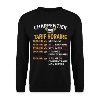 Tarif Horaire Charpentier Cadeau pour Charpentier - Sweat-shirt Unisexe - noir - Devant - Alina (178cm) & Michal (187cm)