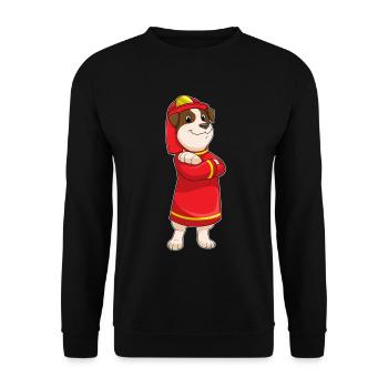Hund Feuerwehrmann Feuerwehrhelm Feuerwehr - Unisex Pullover - Schwarz - Vorne - Alina (178cm) & Michal (187cm)