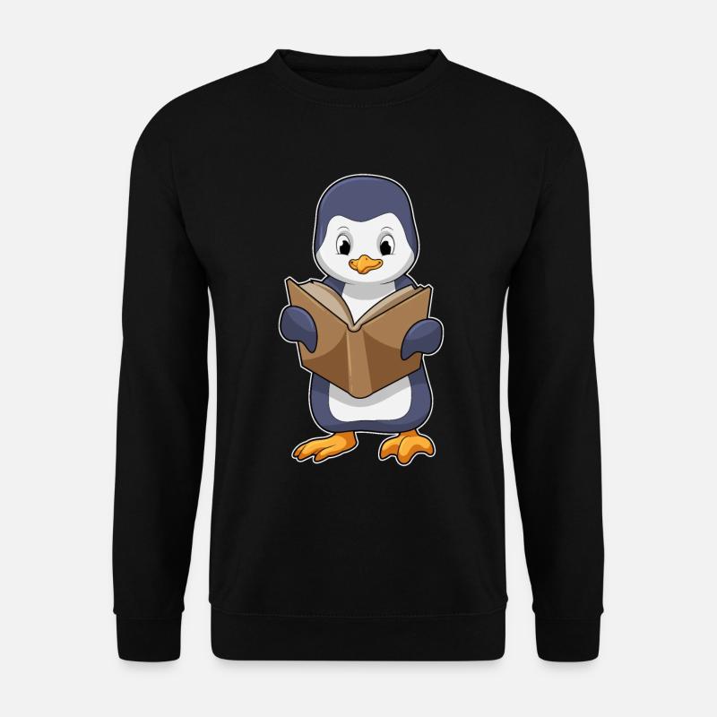 Pinguin Nerd Buch  - Unisex Pullover - Schwarz