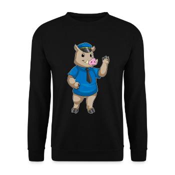 Policier Sanglier Police Cap Police - Sweat-shirt Unisexe - noir - Devant - Alina (178cm) & Michal (187cm)