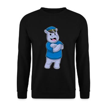 Hippopotamus Policeman Police Cap Police - Sweat-shirt Unisexe - noir - Devant - Alina (178cm) & Michal (187cm)
