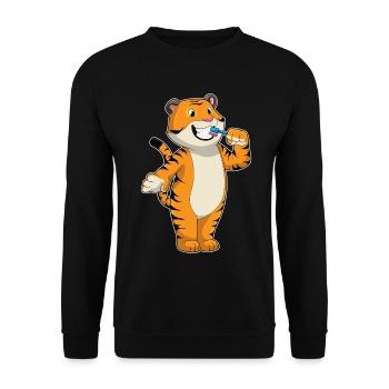 Tiger Toothbrush - Unisex Sweatshirt - black - Front - Alina (178cm) & Michal (187cm)