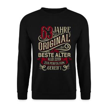 63. Geburtstag Vintage Retro - Unisex Pullover - Schwarz - Vorne - Alina (178cm) & Michal (187cm)
