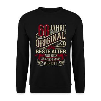 68. Geburtstag Vintage Retro - Unisex Pullover - Schwarz - Vorne - Alina (178cm) & Michal (187cm)