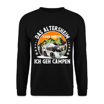 Camping Camper Campen Oma Opa - Unisex Pullover - Schwarz - Vorne - Alina (178cm) & Michal (187cm)
