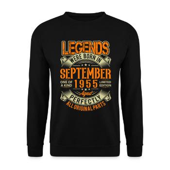 1955 September Geburtstag Legende - Unisex Pullover - Schwarz - Vorne - Alina (178cm) & Michal (187cm)