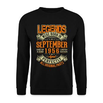 1956 September Geburtstag Legende - Unisex Pullover - Schwarz - Vorne - Alina (178cm) & Michal (187cm)