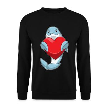 Dolphin Heart - Unisex Sweatshirt - black - Front - Alina (178cm) & Michal (187cm)