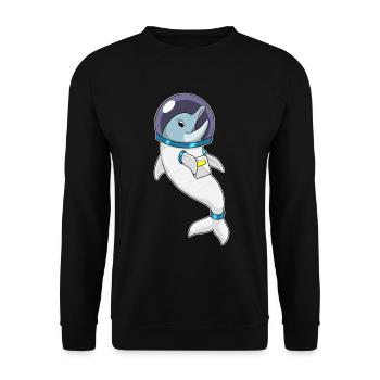 Astronaute Dolphin Space - Sweat-shirt Unisexe - noir - Devant - Alina (178cm) & Michal (187cm)