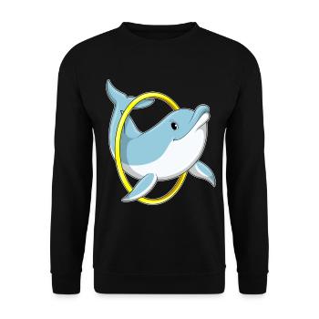 Dolphin with ring - Unisex Sweatshirt - black - Front - Alina (178cm) & Michal (187cm)